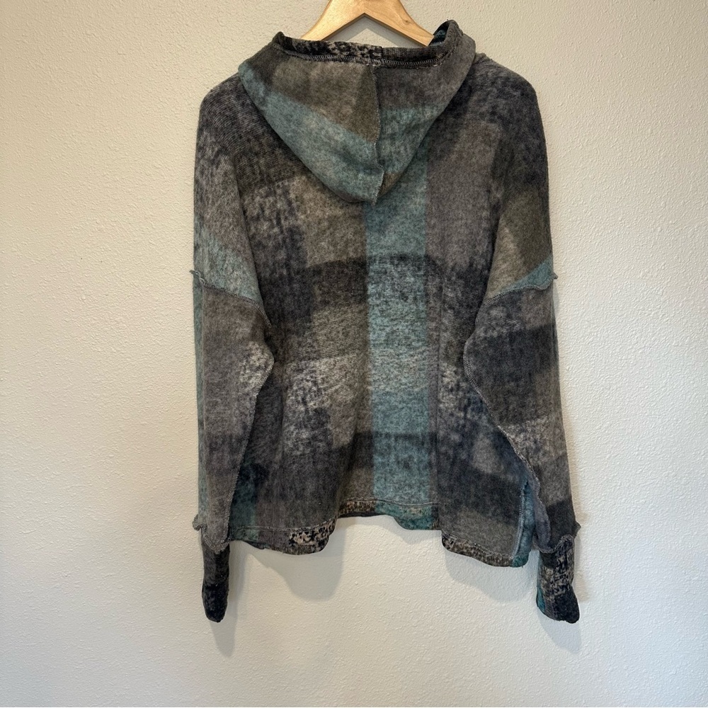 BiBi Dropped Shoulder Plaid Hooded Pullover - Picture 13 of 15
